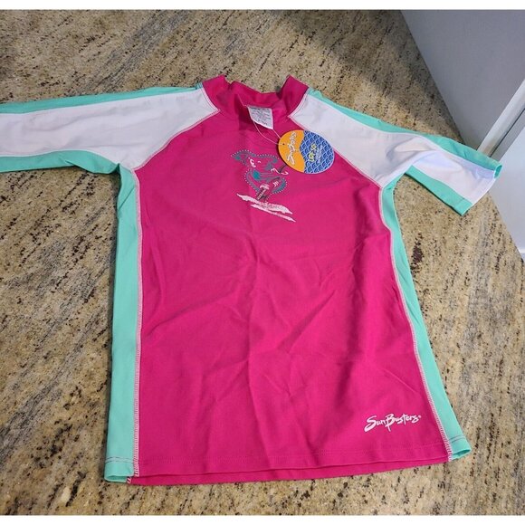 NEW SunBusters Girl's 8-10 Rash Guard Swimwear Shirt Short Sleeve UPF50 Koala - Picture 1 of 11